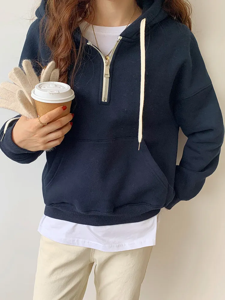 Short Style Gray Hooded Hoodie In Autumn And Winter 2025 - Image 6