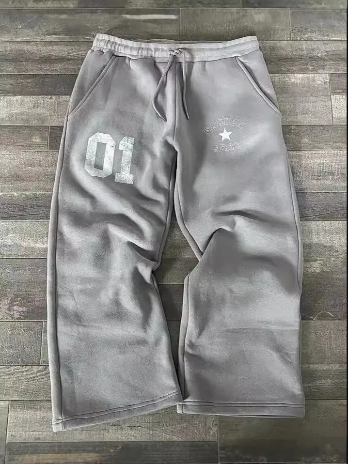 Znbbw Alphabet Printed Trousers Loose Waistband Men's And Women's Fashion Brand Trousers - Image 5