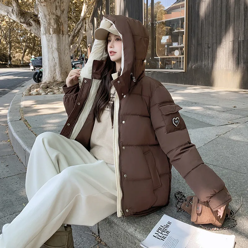 A Color Bread Suit Hooded Korean Version Cotton-Padded Clothes Female Loose Winter Thick Fashionable Versatile Warm Coat Temperament Tide - Image 4