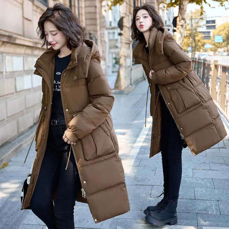 New Hooded Cotton-Padded Suit Korean Version Of The Large Size Long Loose Over The Knee Thick Padded Clothes Bread Coat - Image 3