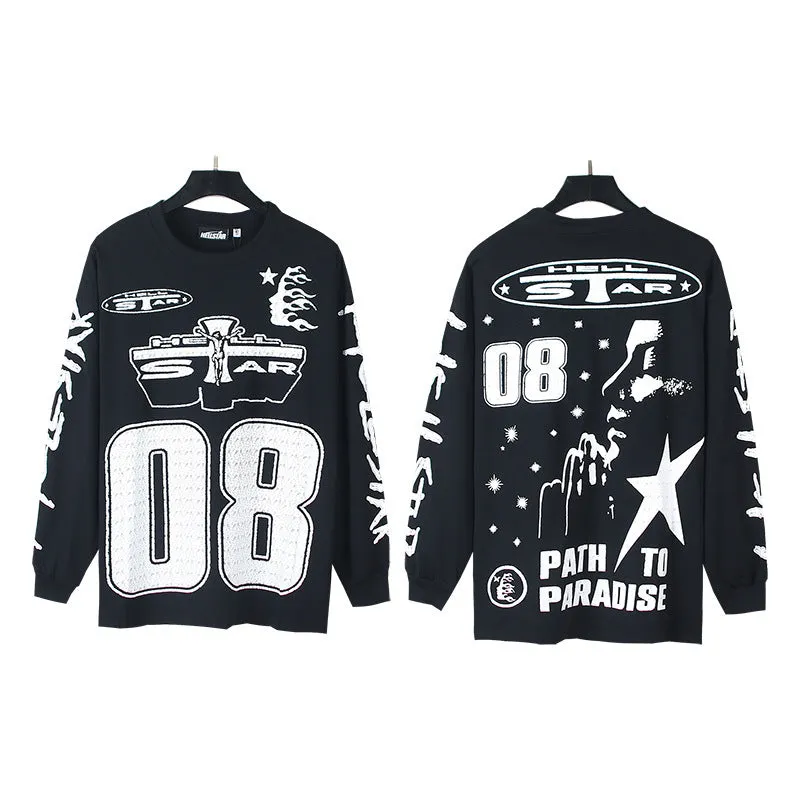 Znbbw Star Long-Sleeved T-Shirt Men's Ins Street Fashion T-Shirt Autumn And Winter Loose Casual Pure Cotton Bottom Shirt - Image 11