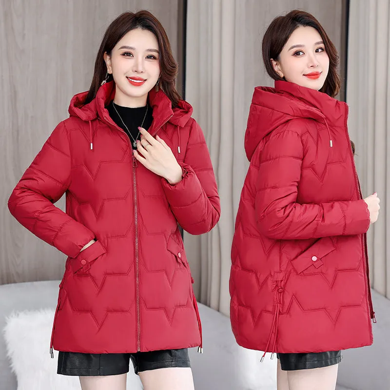 Down Cotton-Padded Jacket Female Long Warm Cotton-Padded Jacket 2024 New Korean Version Fashion Pure Color - Image 4