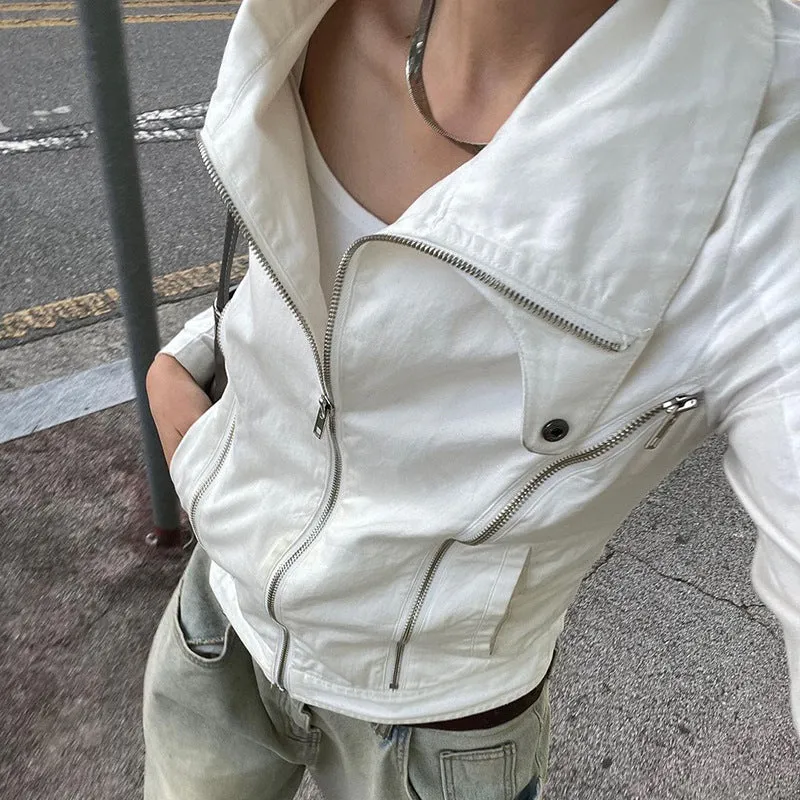 2025 Autumn / Winter Women's Wear Online Celebrity Blogger Spice Girls Street Handsome Industrial Style Zippers Show Thin Jackets - Image 5