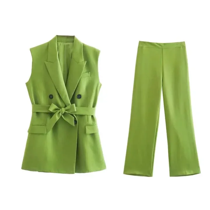 Znbbw Women's Belt Vest 3035587 Vertical High Waist Trousers 2927587 Suit - Image 8