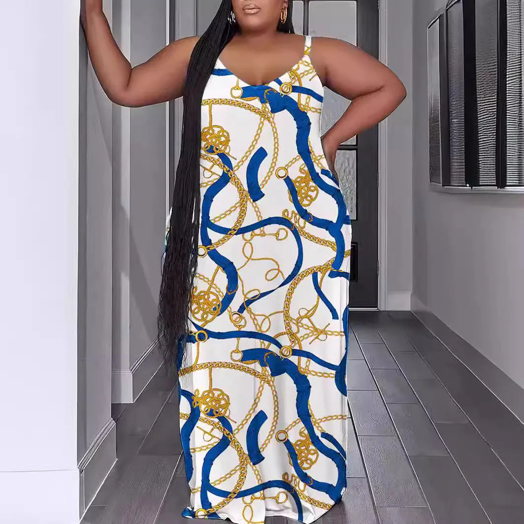 Znbbw Summer Fashion Leisure Sexy Print Suspender Dress