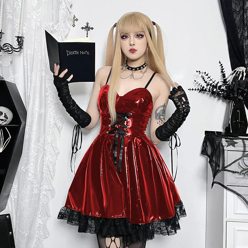 Znbbw Autumn New Sexy Halter Dress Dark Death Note Leather Strap A Pendulum Dress For Women - Image 5