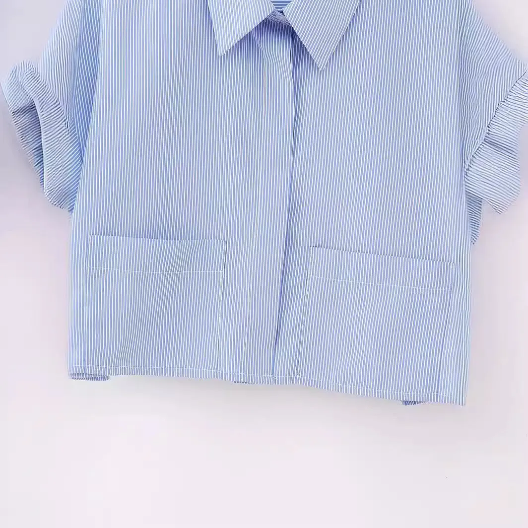 Znbbw Women's Wear New Striped Poplin Short Shirt 3615180 - Image 6