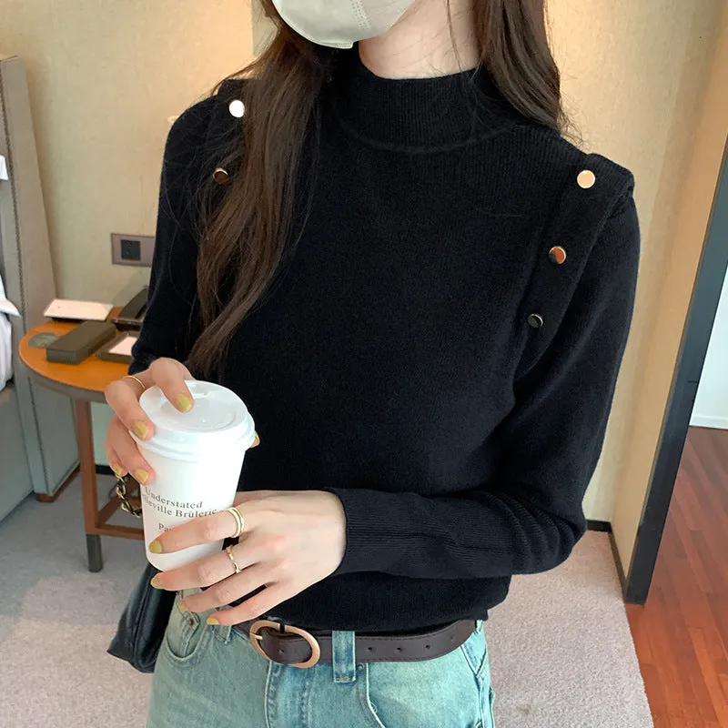Znbbw Sweater Women's Bottom Sweater Autumn And Winter New Fashionable And Fashionable Black Sweater With Warm And Slim Body - Image 2