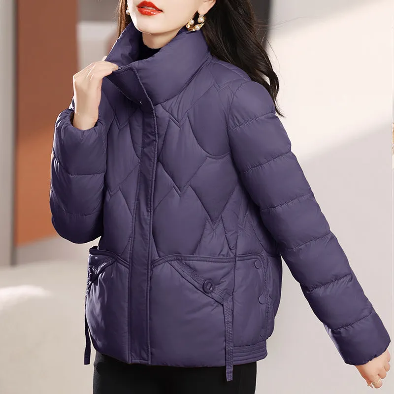 New Cotton-Free Clothes Women's Short Thick Show Thin Down Cotton-Padded Jacket Korean Version Loose Standing Collar Small Cotton-Padded Jacket Coat - Image 3