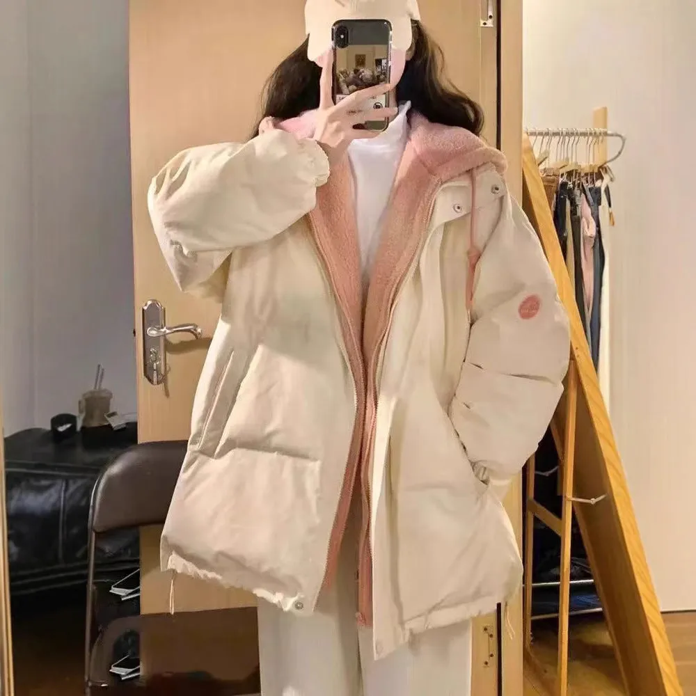 Cotton-Padded Jacket Women Winter Thick Padded Clothes Oversize Tide Winter Clothes 2024 New Students Fake Two Cotton-Padded Jacket - Image 4