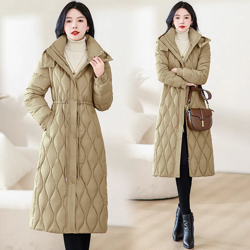 Cotton-Padded Clothes Female Long Money Over The Knee Can Remove Cap Down Cotton-Padded Jacket Show Thin Two Wear Can Take Off Discharge Cotton-Padded Clothes Add Thick Coat - Image 5