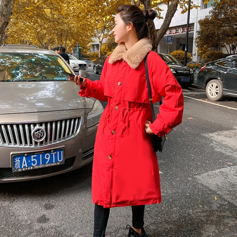 2024, Cotton Jacket Women Long Over The Knee Korean Version Loose Plus Velvet And Thick Trench Coat Pie To Overcome The Overalls Student Coat Winter - Image 6