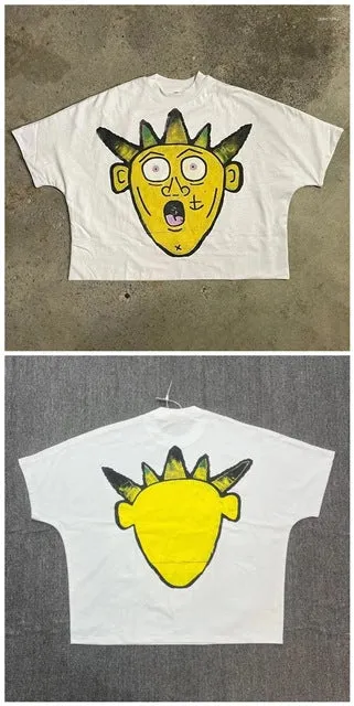 Znbbw Street Cartoon Long Printed Short-Sleeved Y2K Summer Casual Loose Couple Shirt - Image 3