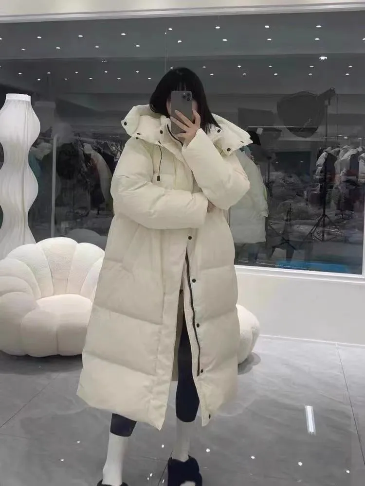 Winter New Korean Version Of The Long Over-Knee Cotton-Padded Coat Female Loose Hooded Large Size Down Cotton-Padded Coat Thick Coat - Image 6