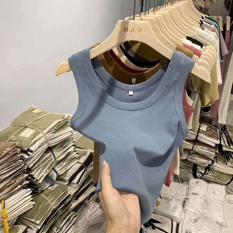 Znbbw Threaded Sling Sports Vest Women Wear A Suit With A Bottom To Prevent Smooth And Sleeveless Jacket In Summer.