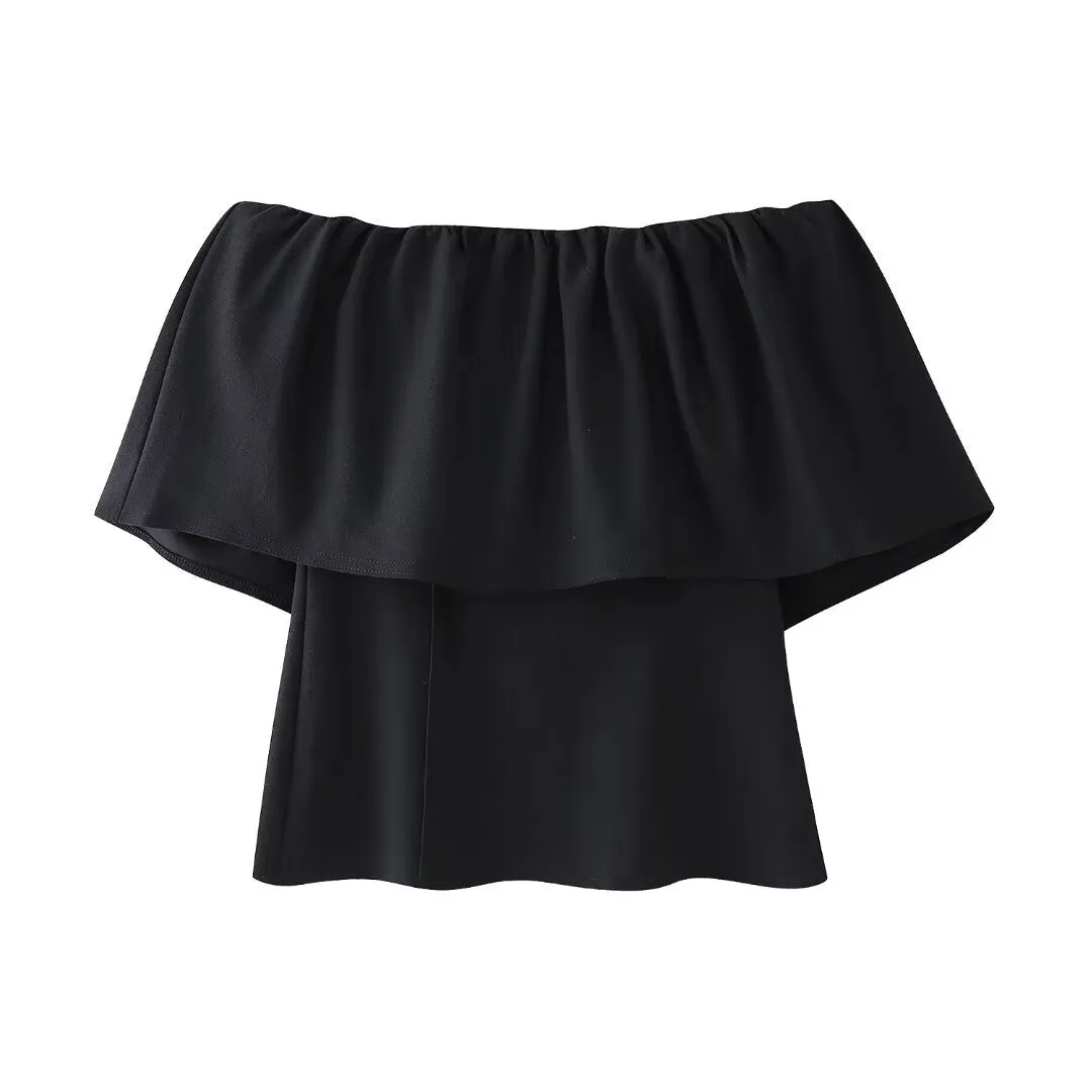 Znbbw 2024 New Street Style One-Word Open-Shoulder Simple Blouse 3644009 - Image 3