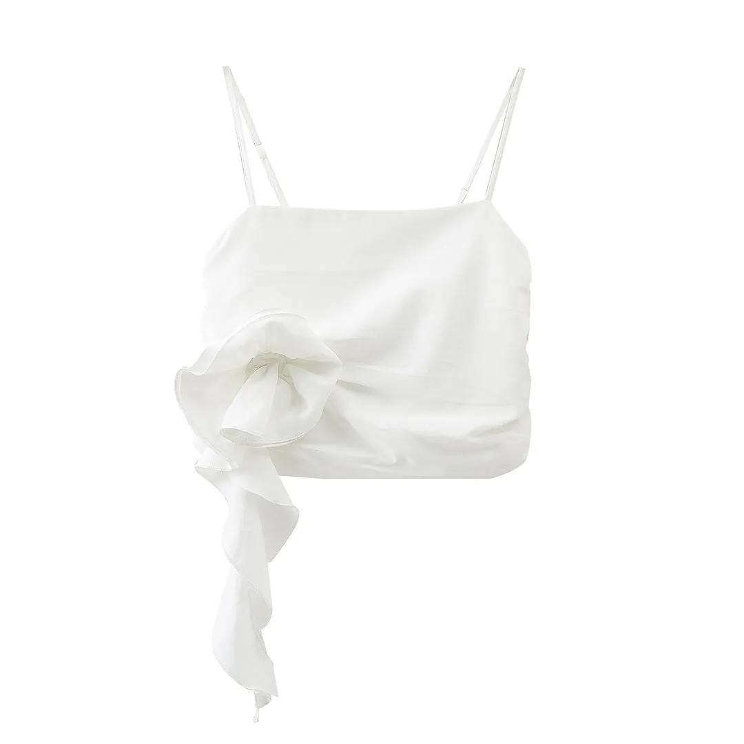 Znbbw New Lady Flower Decoration Slim Sling Blouse 67086345