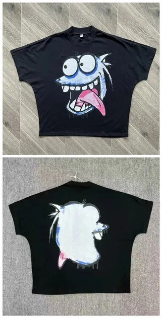 Znbbw Street Cartoon Long Printed Short-Sleeved Y2K Summer Casual Loose Couple Shirt - Image 5