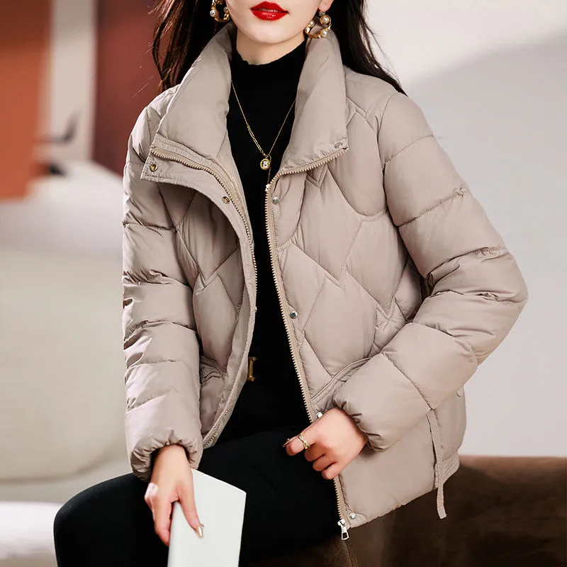 New Cotton-Free Clothes Women's Short Thick Show Thin Down Cotton-Padded Jacket Korean Version Loose Standing Collar Small Cotton-Padded Jacket Coat - Image 4