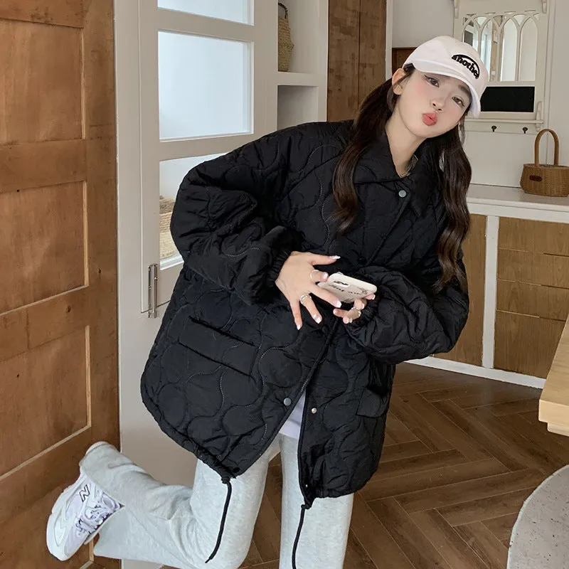 Case Lapel Liner Lamb Wool Cotton Coat Female Autumn And Winter Bread Clothes Warm Cotton-Padded Clothes Loose Casual Jacket - Image 2