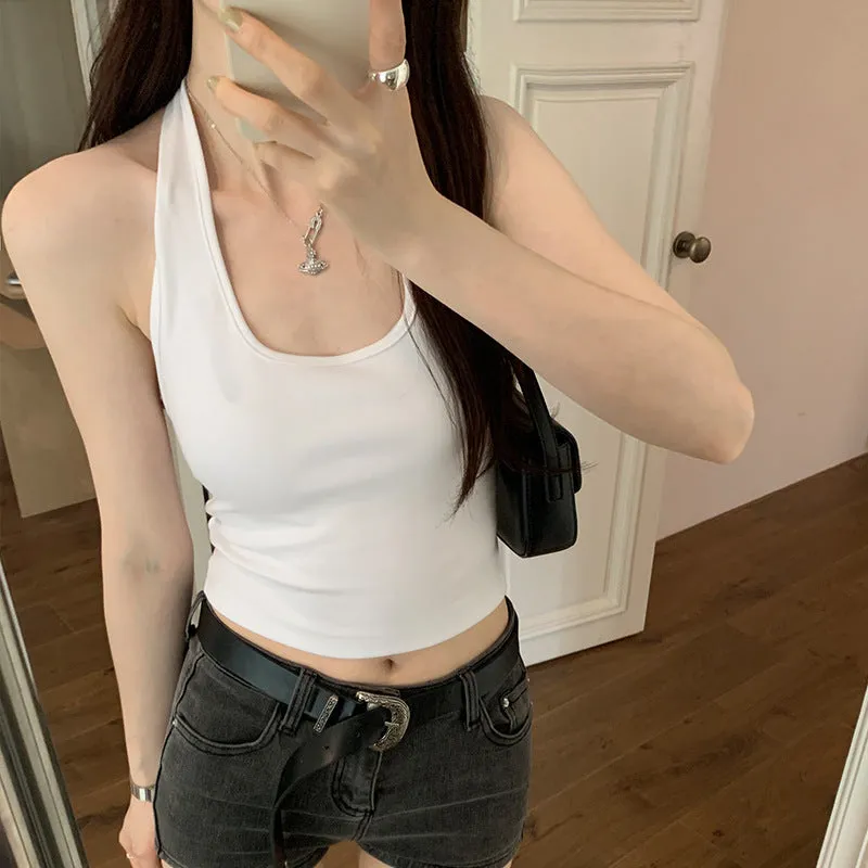 Sexy Neck Suspenders Vest Girls Summer New Korean Version Of Simple Slim Spicy Girls Wear Short Bottomed Tops - Image 5