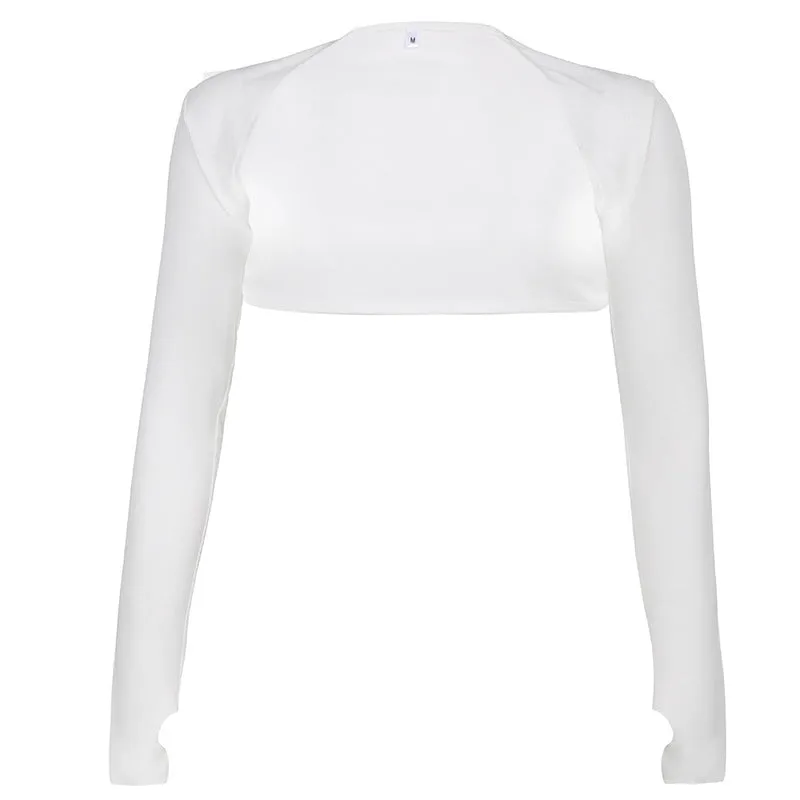 2025 New Summer Fashion Women's Wear Ultra-Short Solid Color Slim Long-Sleeved Sunscreen Jacket - Image 2