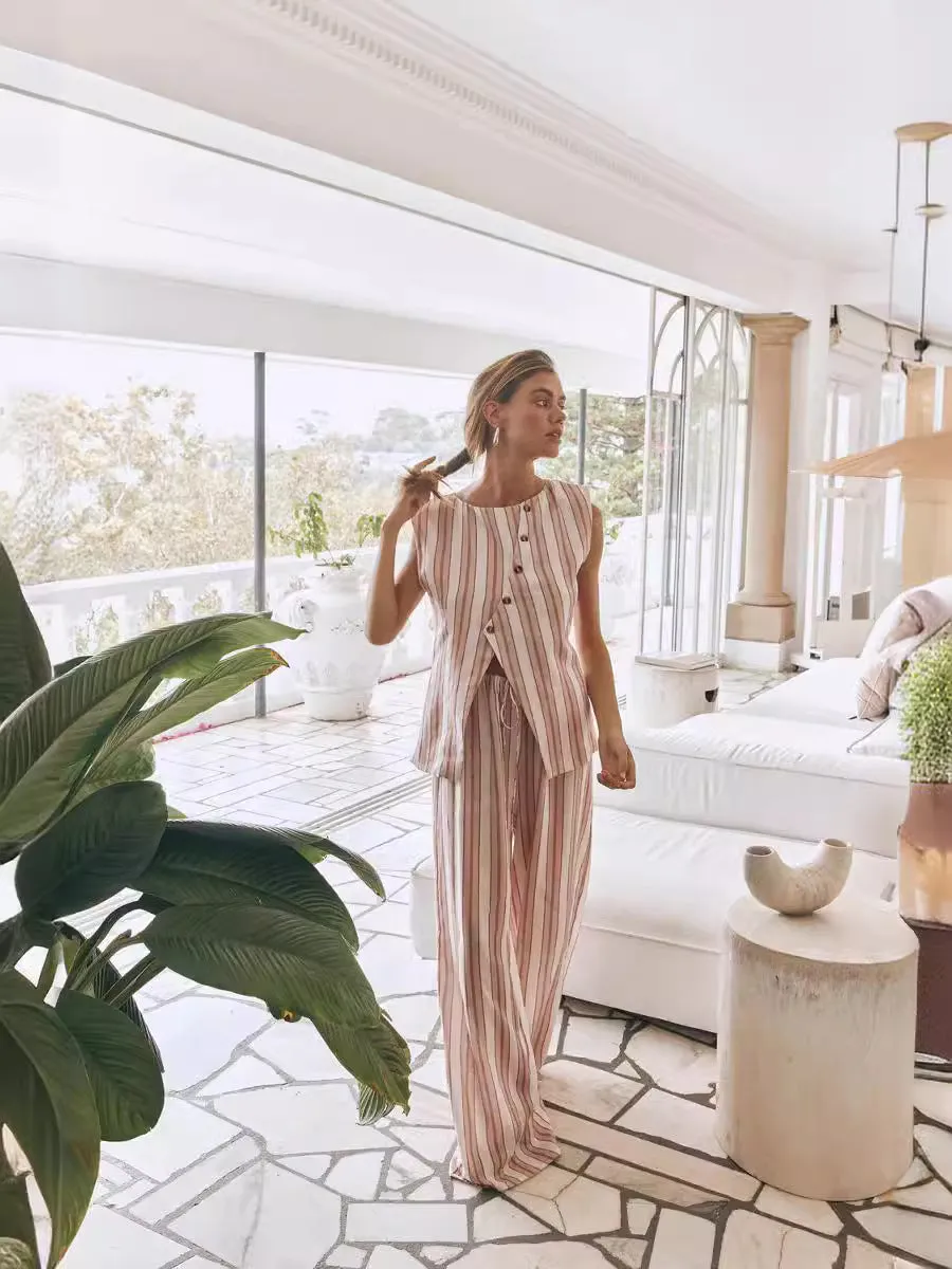 Znbbw Women's Fashion Fashion Button Stripe Suit - Image 6