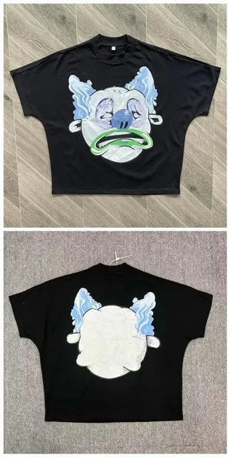 Znbbw Street Cartoon Long Printed Short-Sleeved Y2K Summer Casual Loose Couple Shirt - Image 4