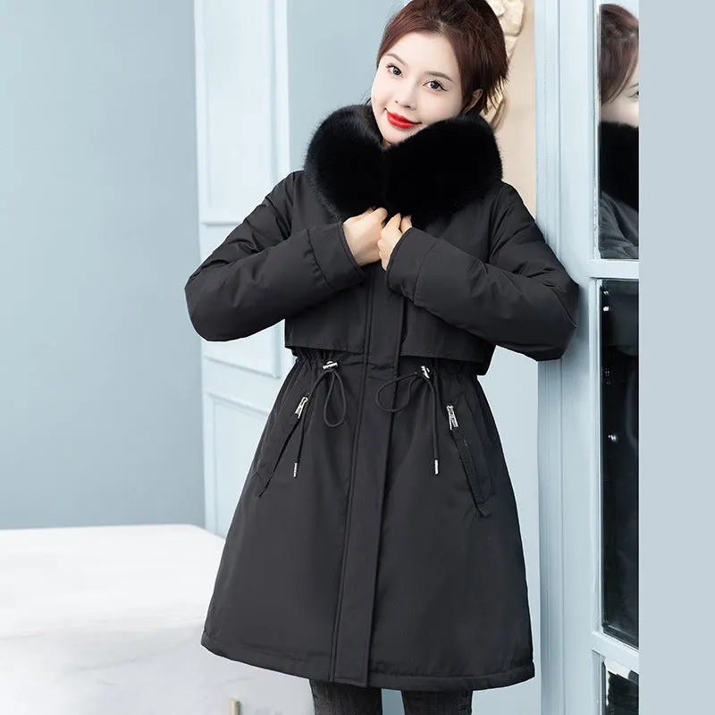 To Overcome The Female Long Korean Version Loose Cotton-Padded Clothes 2024 New Winter Add Velvet Add Thick Waist Cotton Coat Tide - Image 2