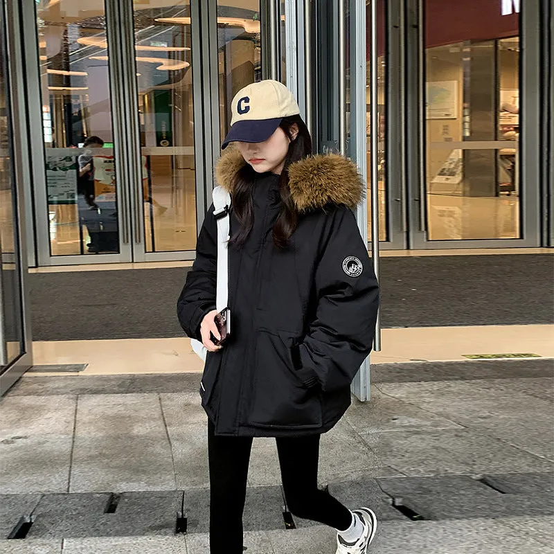 New Tooling Down Padded Coat Women's School To Overcome Short Small Big Wool Collar Loose And Thick Padded Coat - Image 6