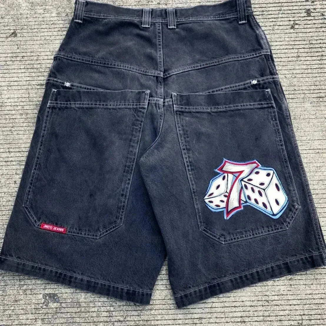 Znbbw Y2K Vintage Denim Shorts Men's Harajuku Punk High-Waisted Denim Shorts - Image 7
