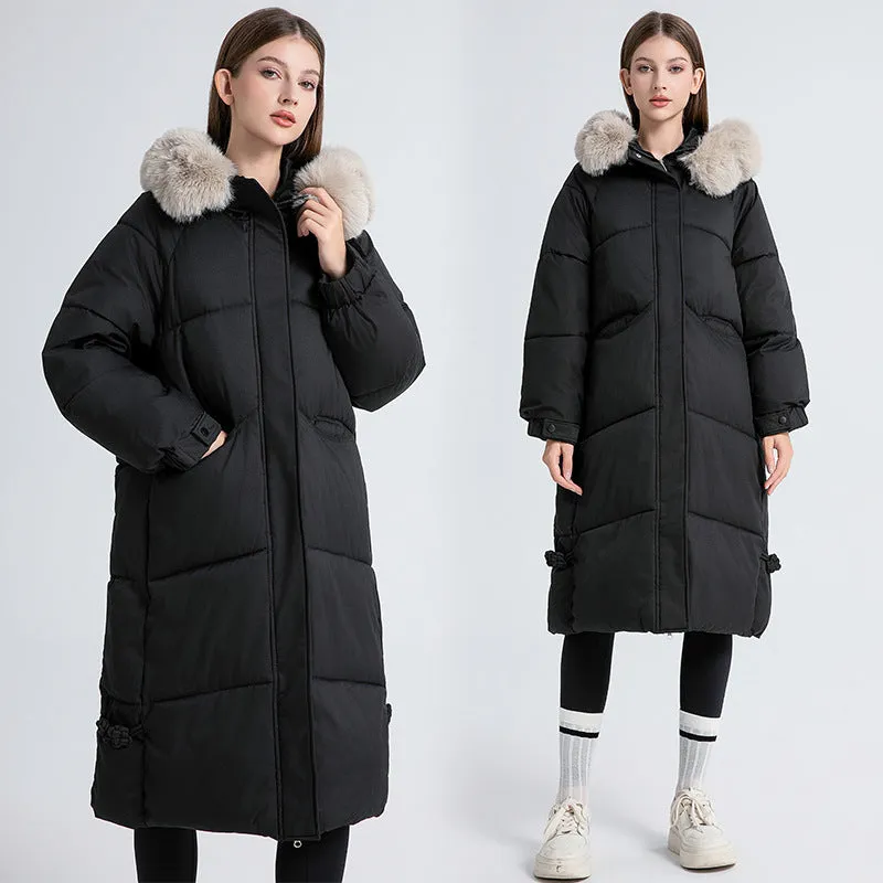 Cotton-Padded Jacket Female Long Over The Knee In 2024 New Winter Hot Style Thick Students Bread Clothes Cotton-Padded Jacket - Image 4