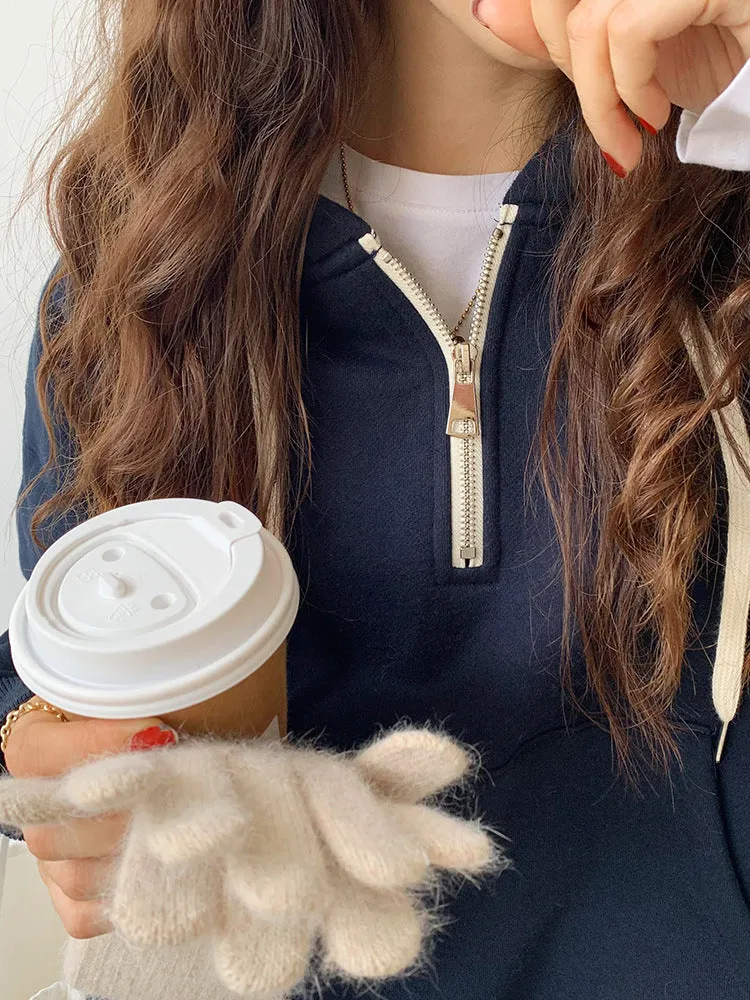 Short Style Gray Hooded Hoodie In Autumn And Winter 2025 - Image 3