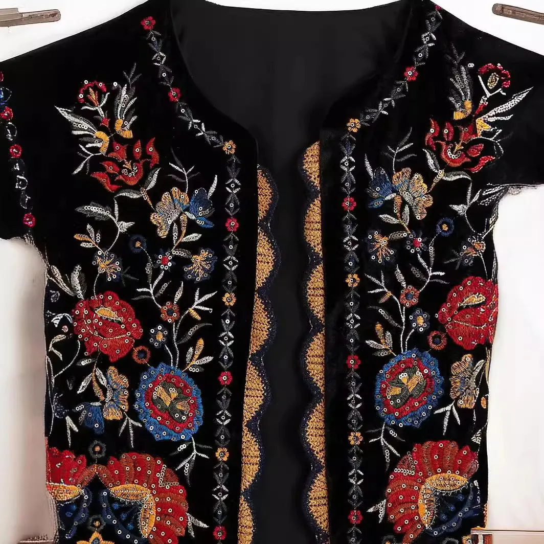Znbbw And Winter New Embroidered Velvet Fashion Cardigan Vest - Image 5