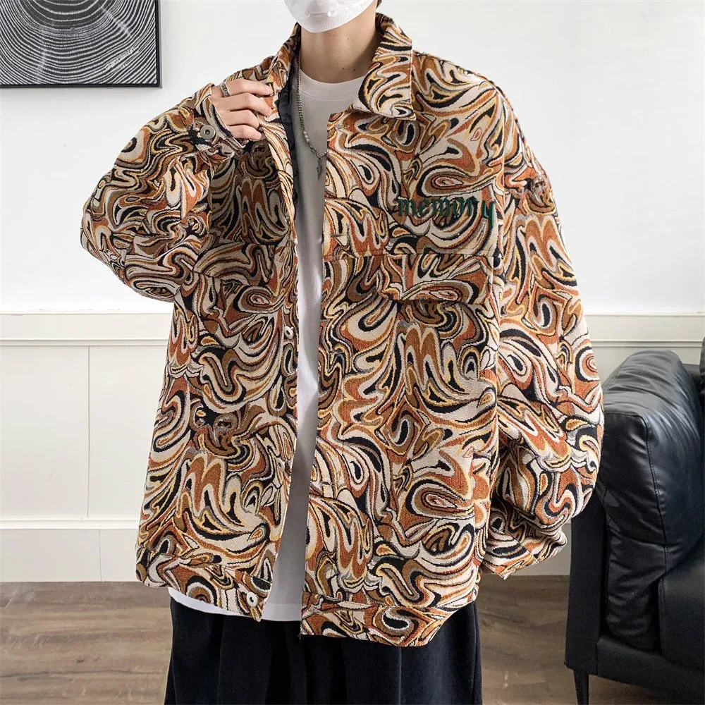 Kong Wind Ins Embroidered Work Jacket Male Autumn Add Fat Add Large Size Tide Fat Man Loose Ruffian Handsome Design Sense Coat - Image 2