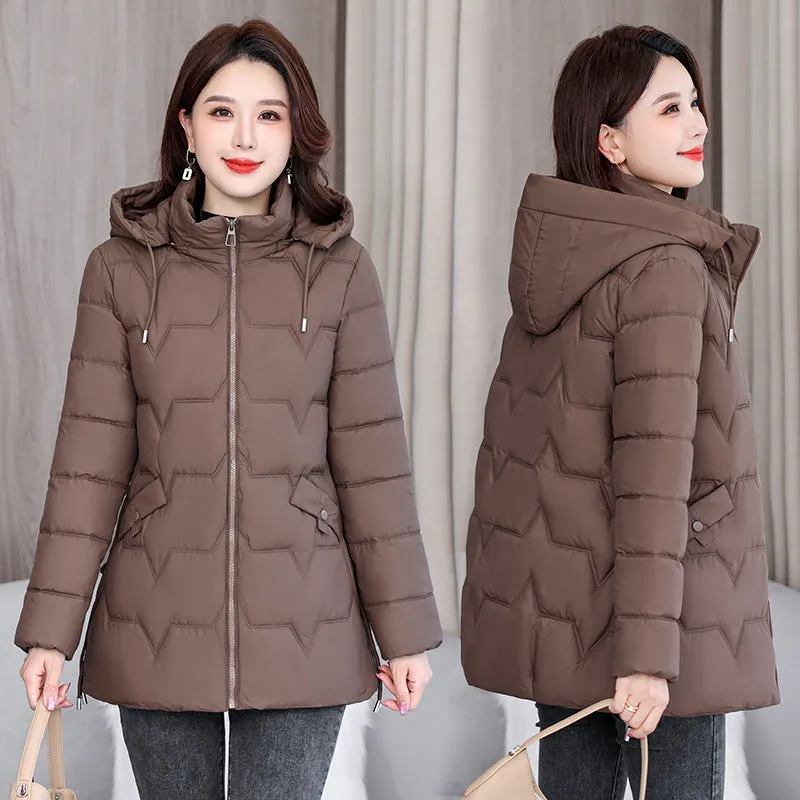 Down Cotton-Padded Jacket Female Long Warm Cotton-Padded Jacket 2024 New Korean Version Fashion Pure Color - Image 3
