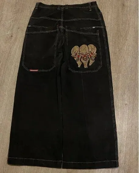 Znbbw Men's Jeans Y2K Bag Vintage JNCO High-Quality Pattern Hip-Hop Street Leisure Men Harajuku Wide Legs - Image 3