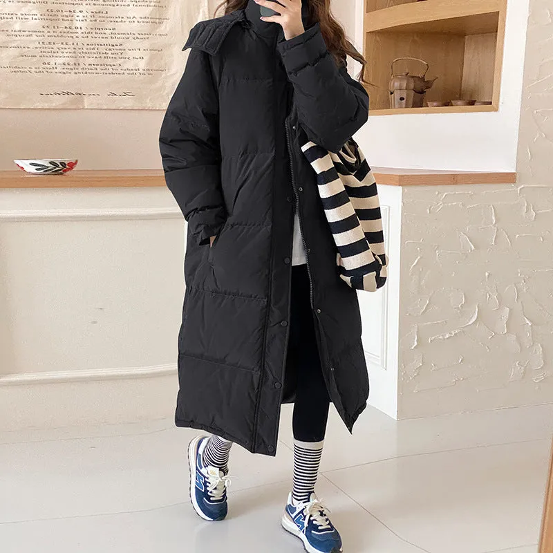 Down Cotton Clothes Female New Korean Version Loose Over The Knee Thick Warm Cotton-Padded Clothes Cotton-Padded Jacket Winter Coat Bread Clothes - Image 3