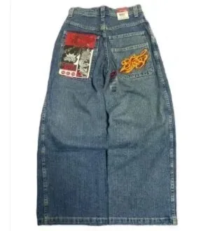 Znbbw Baggy Jeans Y2K Original Hip-Hop Vintage Pattern Jeans Street Men Rest - Image 9