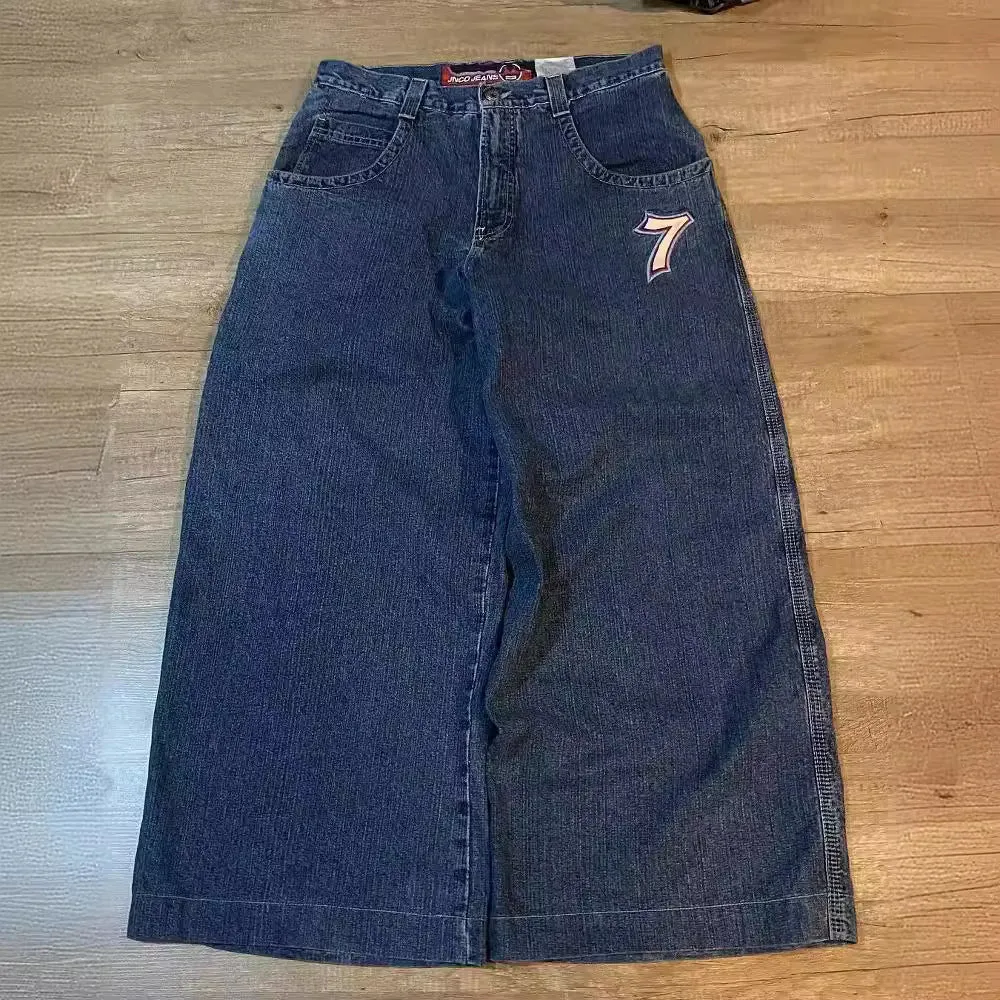 Znbbw Baggy Jeans Hip-Hop Rock Print 2024 New Fashion Harajuku Wide-Leg Jeans - Image 17