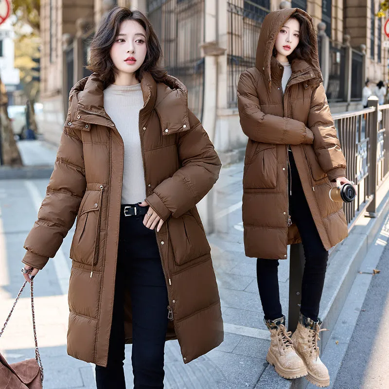 New Hooded Cotton-Padded Suit Korean Version Of The Large Size Long Loose Over The Knee Thick Padded Clothes Bread Coat - Image 2