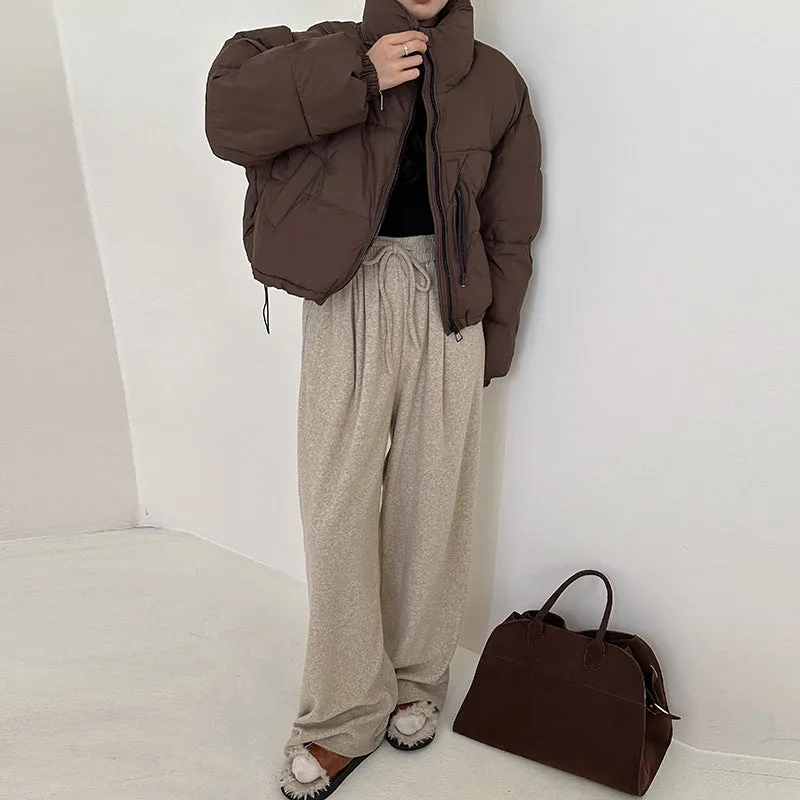 Korea Exports Cotton Clothing Women's Winter 2024 New Style Short Stand Collar Small Thick High Waist Bread Clothing - Image 4