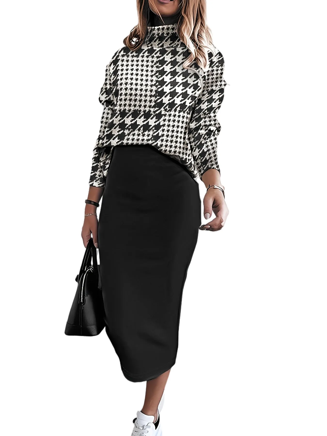 Znbbw Autumn And Winter Large Size New Fashionable Dress Suit With Long Sleeves And High Collar - Image 4