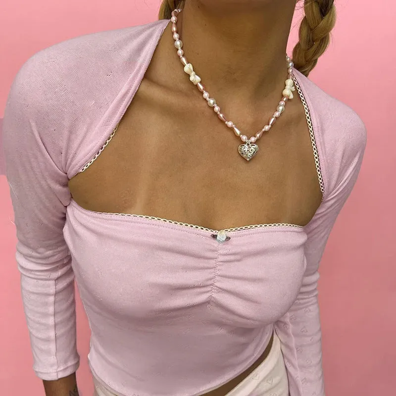 Spring 2024 New Floret Fold Ultra-Short Solid Color Slim And Thin Girl Style Simple Two-Piece Girl Suit - Image 3