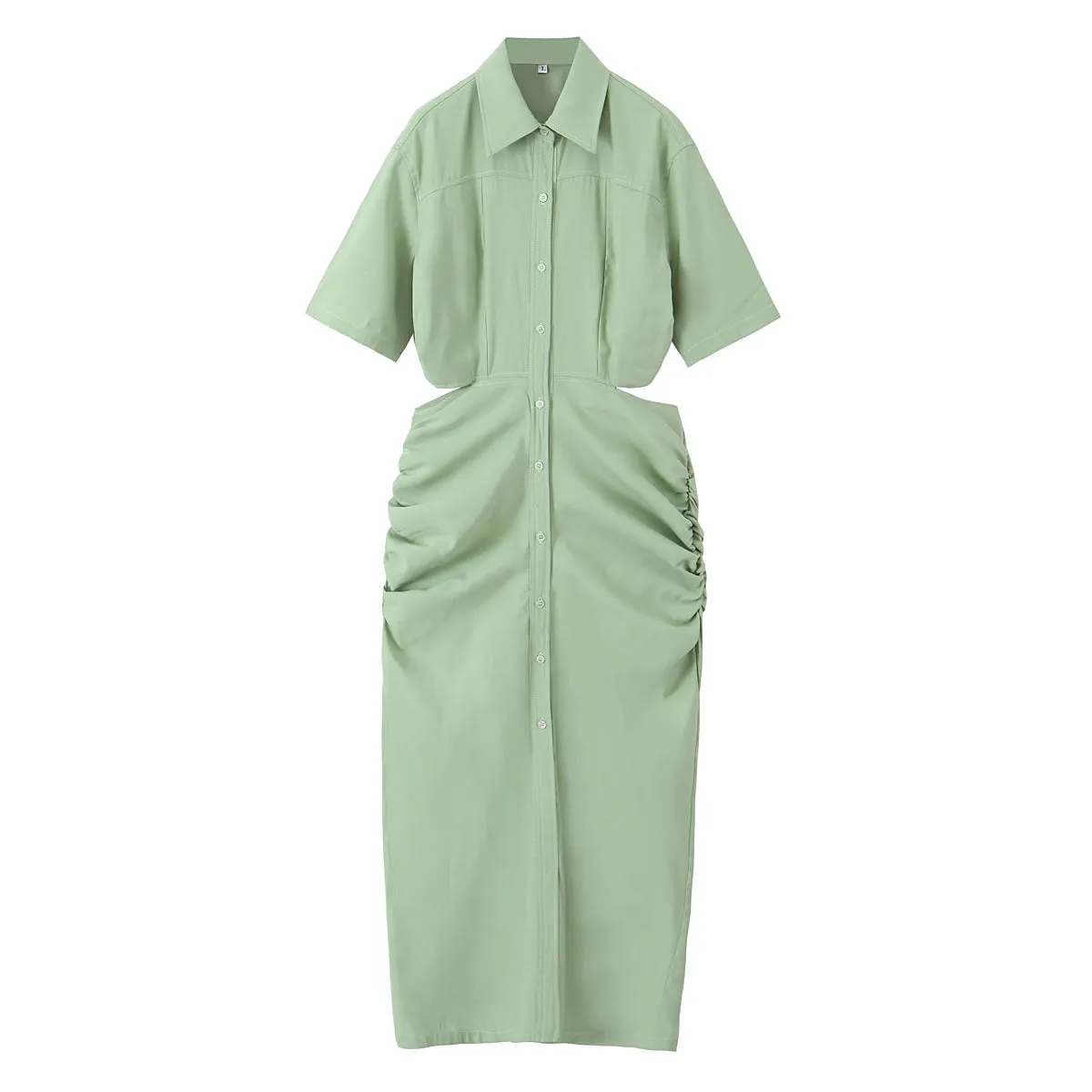 Znbbw New Solid Color Back Hollowed-Out Short-Sleeved Dress In The Autumn Of 2024