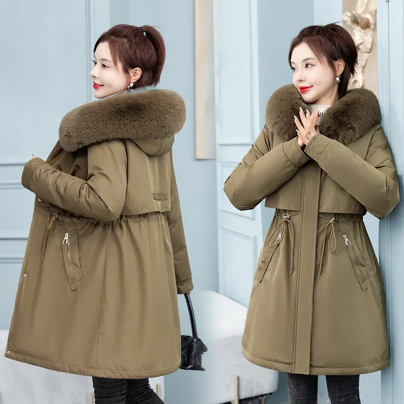 To Overcome The Female Long Korean Version Loose Cotton-Padded Clothes 2024 New Winter Add Velvet Add Thick Waist Cotton Coat Tide - Image 4