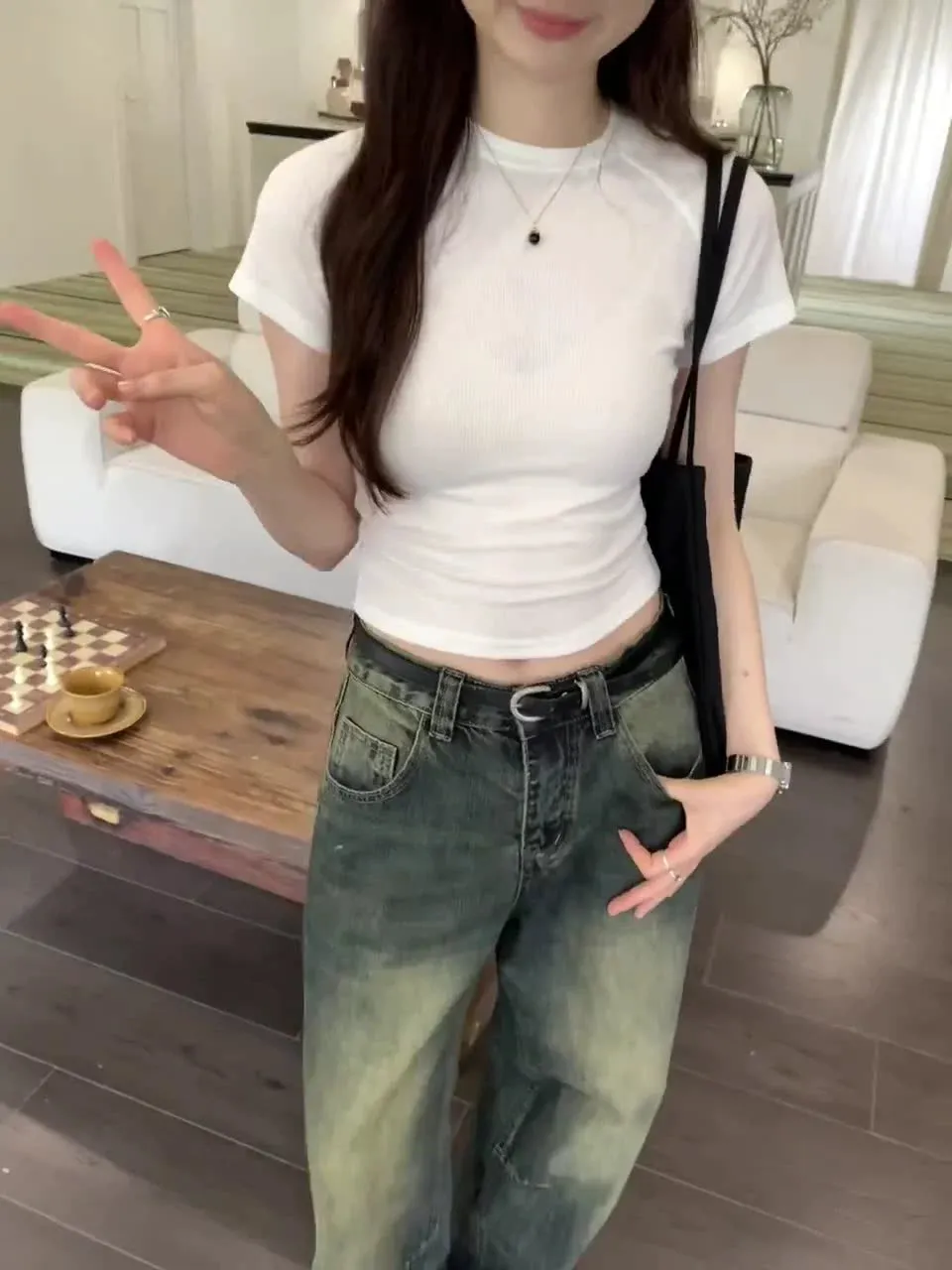 Retro Spice Girl Shoulder Short-Sleeved T-Shirt A New Summer Style Short Blouse With Solid Color And Slim Figure - Image 10