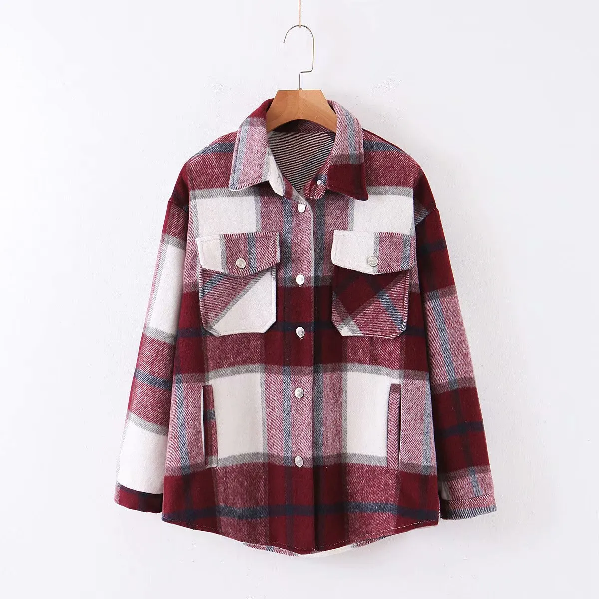 Znbbw Autumn Women's Wear Urban Leisure Woolen Plaid Shirt Jacket - Image 15