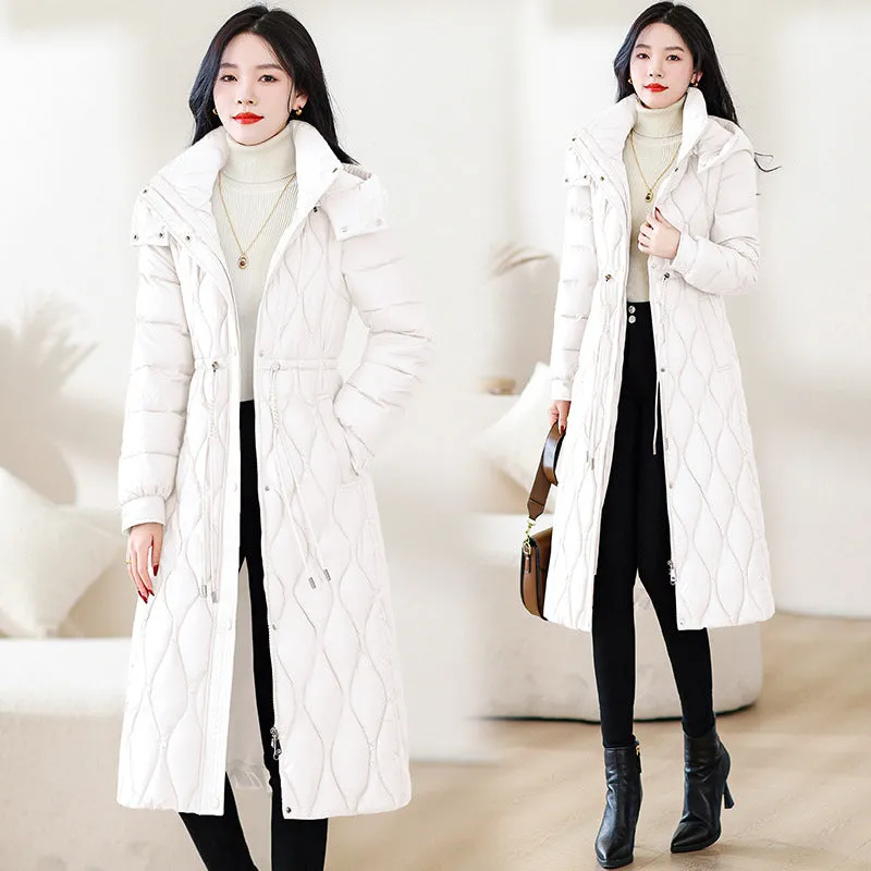 Cotton-Padded Clothes Female Long Money Over The Knee Can Remove Cap Down Cotton-Padded Jacket Show Thin Two Wear Can Take Off Discharge Cotton-Padded Clothes Add Thick Coat - Image 2