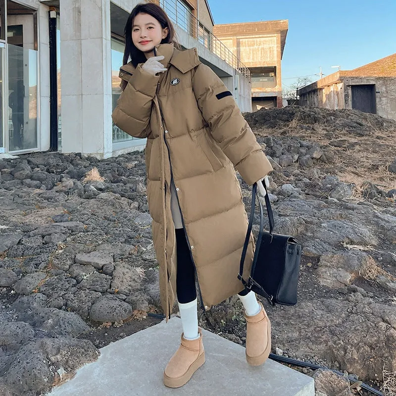 Cotton-Padded Jacket Women 2024 New Winter Long Money Thick Over The Knee Small Chinese Drama Art Test Cotton-Padded Clothes Cotton-Padded Jacket Women - Image 5